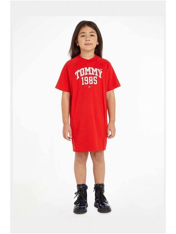 Dětské bavlněné šaty Tommy Hilfiger Červená barva mini