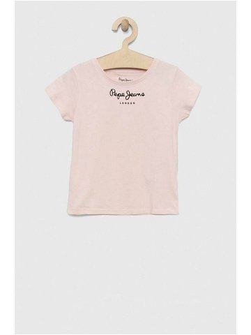 Dětské bavlněné tričko Pepe Jeans Růžová barva