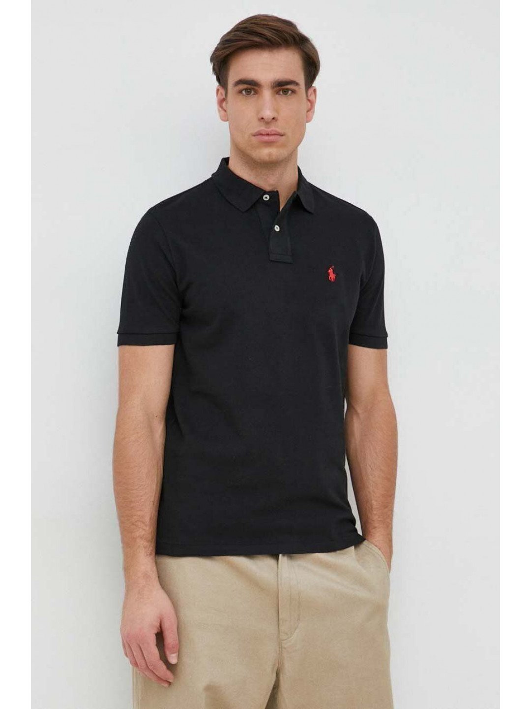 Bavlněné polo tričko Ralph Lauren černá barva 710782592