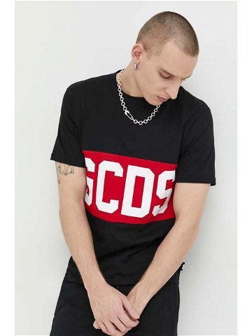 Bavlněné tričko GCDS černá barva s potiskem