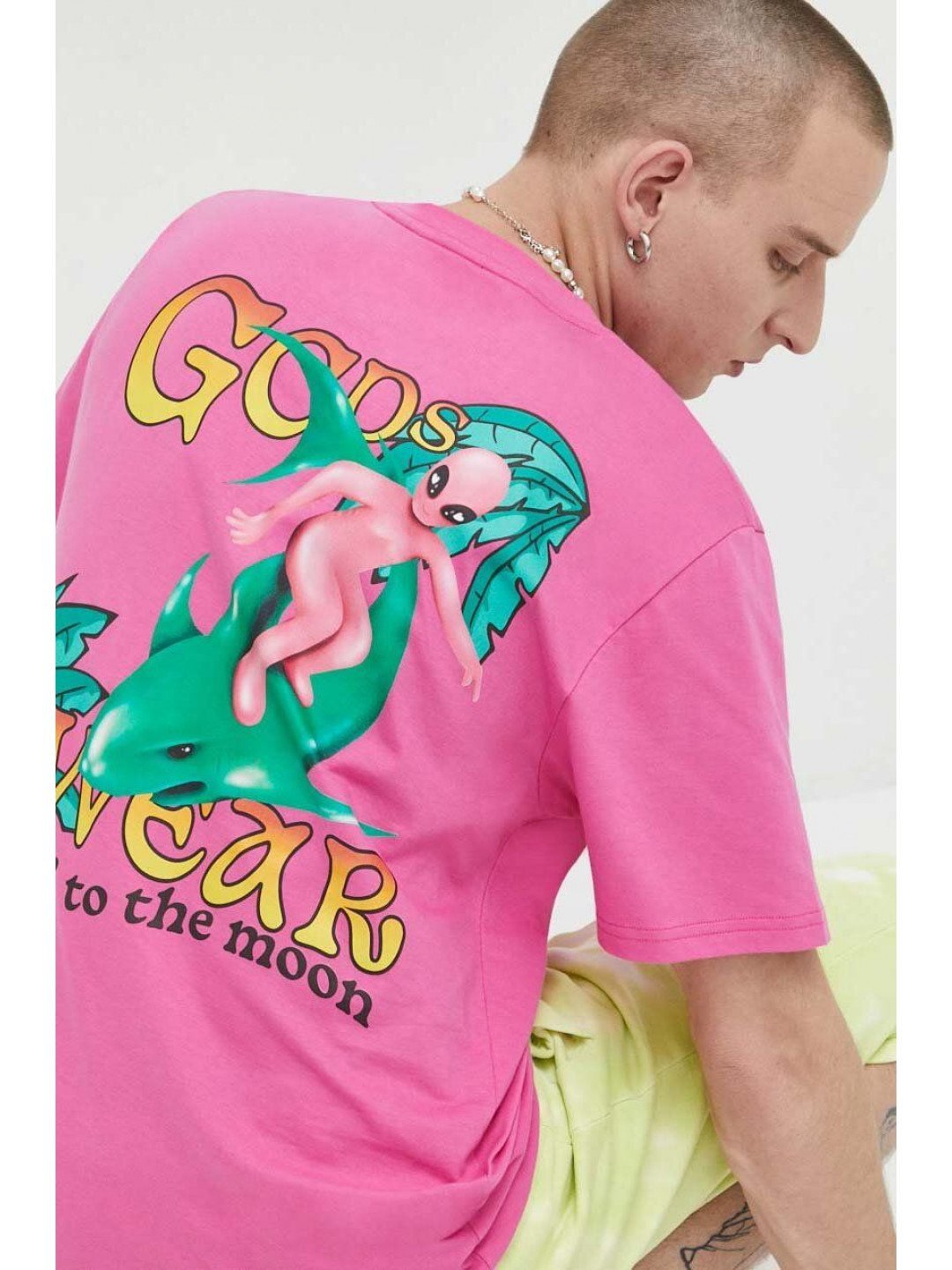 Bavlněné tričko GCDS růžová barva