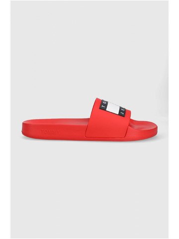 Pantofle Tommy Jeans POOL SLIDE ESS pánské červená barva EM0EM01191