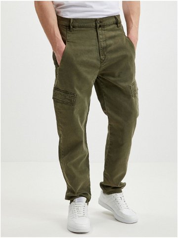 Tmavě zelené pánské straight fit džíny s kapsami Diesel Krett