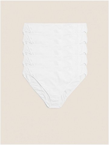 Sada pěti dámských kalhotek v bílé barvě Marks & Spencer