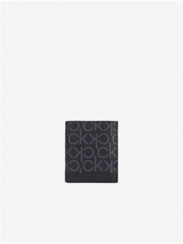 Černá dámská malá vzorovaná peněženka Calvin Klein Trifold 6cc W Coin