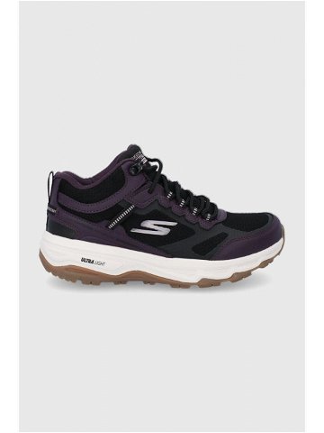 Boty Skechers fialová barva na plochém podpatku