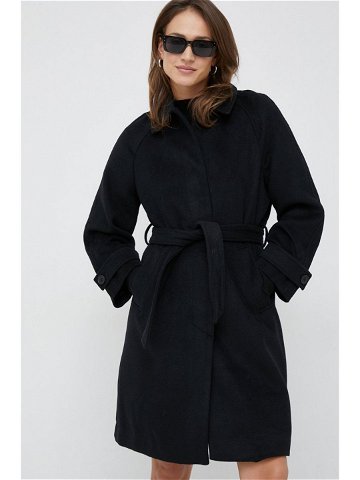 Kabát s příměsí vlny Vero Moda černá barva přechodný