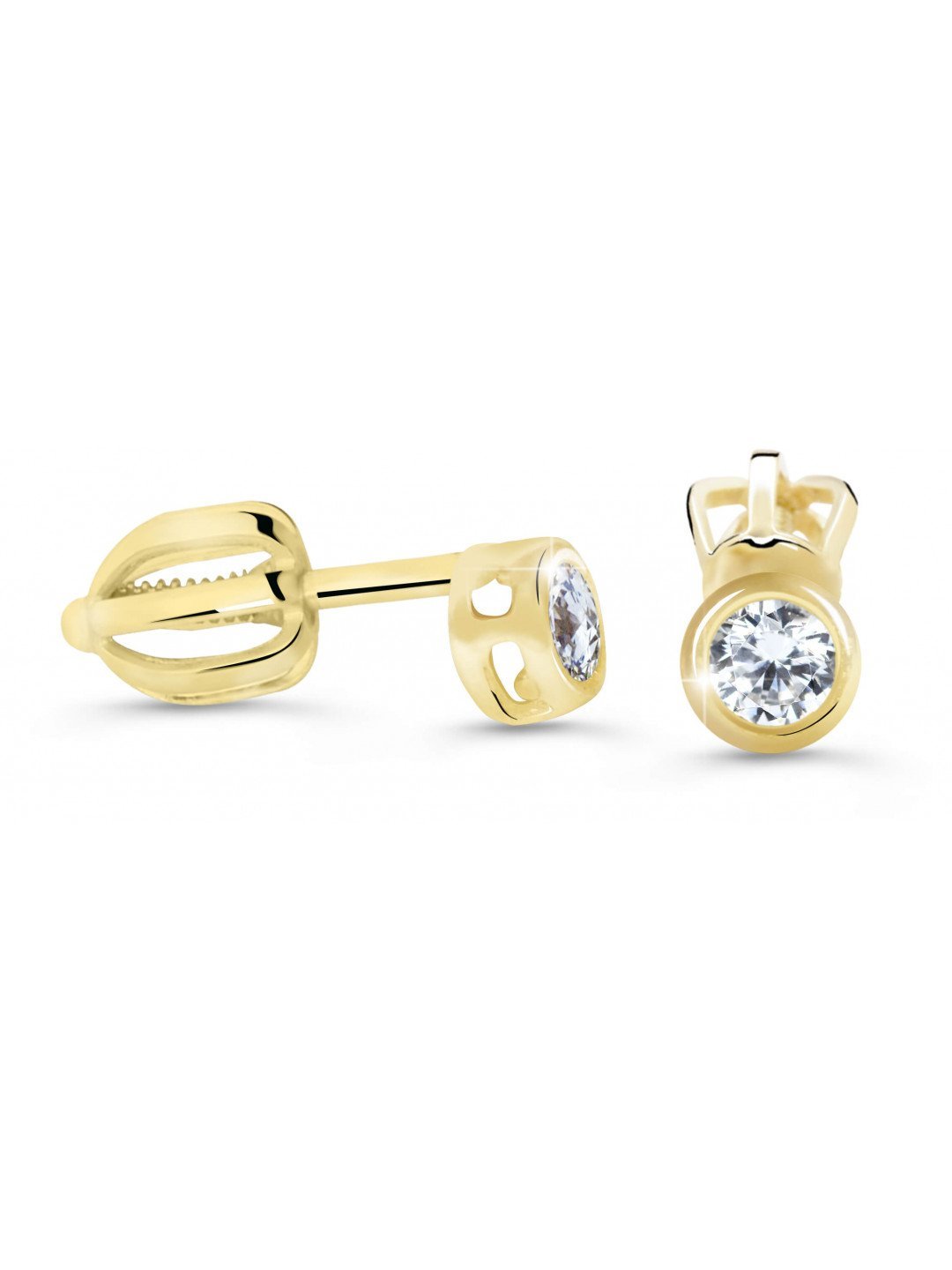 Cutie Diamonds Minimalistické peckové náušnice ze žlutého zlata s brilianty DZ62231-30-00-X-1