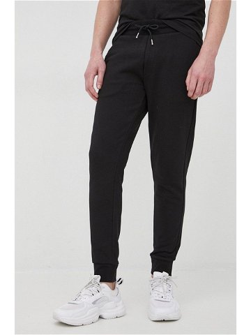 Bavlněné kalhoty BOSS pánské černá barva hladké