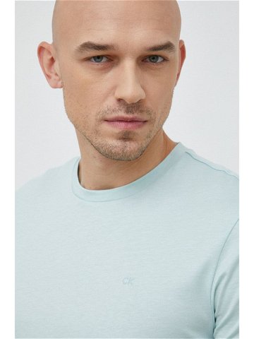 Bavlněné tričko Calvin Klein tyrkysová barva