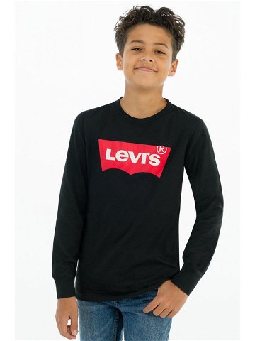 Dětské tričko s dlouhým rukávem Levi s černá barva s potiskem
