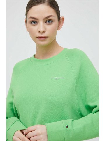 Mikina Tommy Hilfiger dámská zelená barva s potiskem