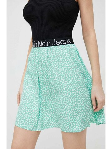 Sukně Calvin Klein Jeans zelená barva mini áčková
