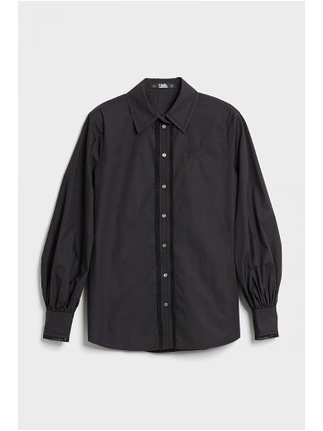 Košile karl lagerfeld decorative trim poplin shirt černá 46