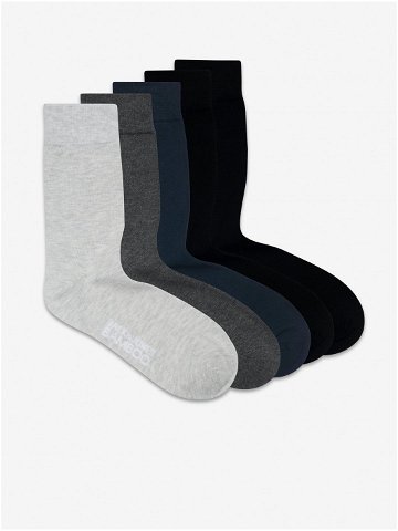 Sada pěti párů ponožek v šedé černé a tmavě modré barvě Jack & Jones Basic Bamboo
