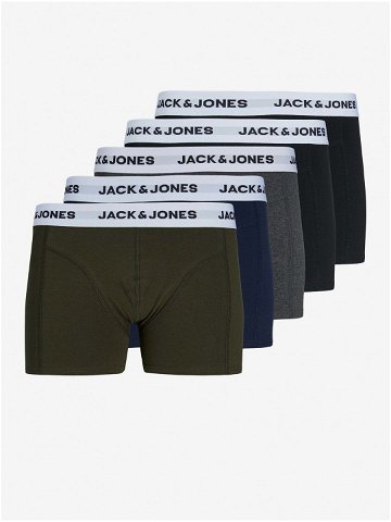 Sada pěti boxerek v khaki modré šedé a černé barvě Jack & Jones