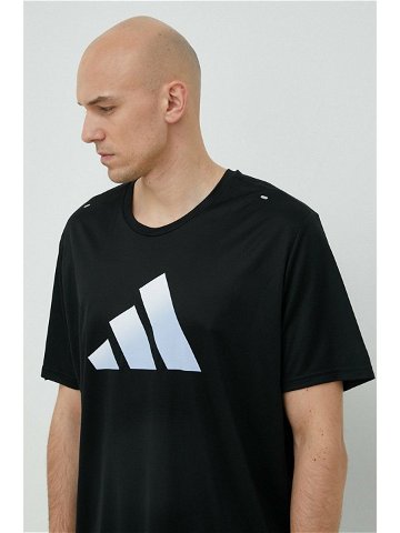 Běžecké tričko adidas Performance Run Icons černá barva s potiskem