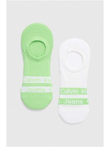 Kotníkové ponožky Calvin Klein 2-pack pánské zelená barva
