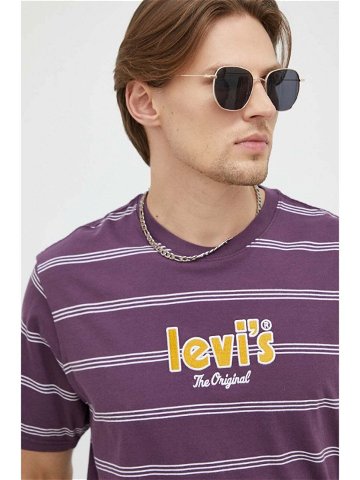 Bavlněné tričko Levi s fialová barva