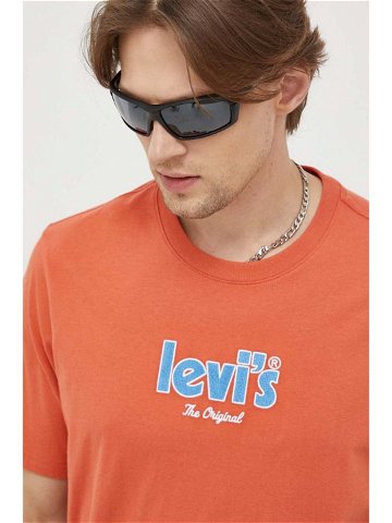 Bavlněné tričko Levi s oranžová barva s aplikací