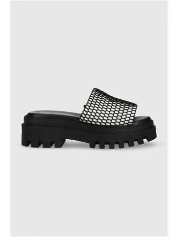 Pantofle Calvin Klein Jeans TOOTHY COMBAT SANDAL OVER MESH dámské černá barva na platformě YW0YW00950