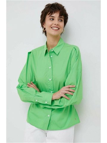 Košile Tommy Hilfiger zelená barva regular s klasickým límcem
