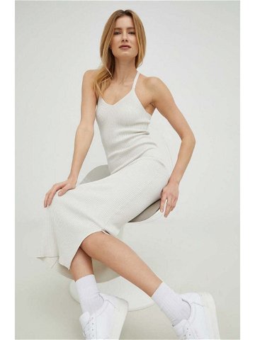 Šaty Calvin Klein béžová barva maxi