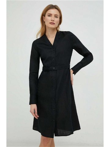 Plátěné šaty Calvin Klein černá barva mini