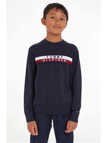 Dětský bavlněný svetr Tommy Hilfiger tmavomodrá barva lehký