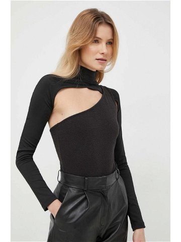Body Calvin Klein Jeans dámské černá barva s pologolfem