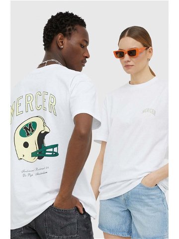Bavlněné tričko Mercer Amsterdam bílá barva s potiskem