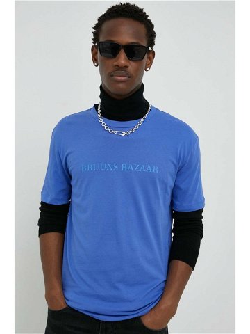 Bavlněné tričko Bruuns Bazaar Gus s aplikací