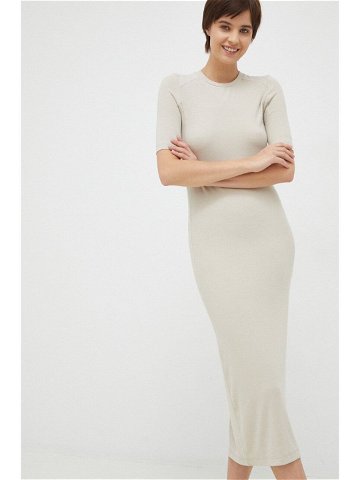 Šaty Calvin Klein béžová barva midi
