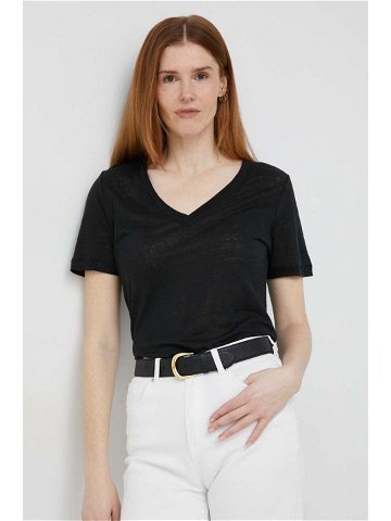 Plátěné tričko Calvin Klein černá barva