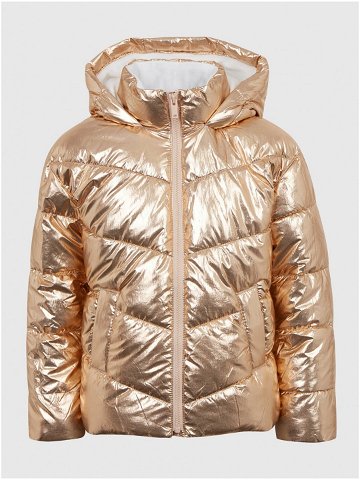 Holčičí metalická zimní prošívaná bunda v zlaté barvě GAP