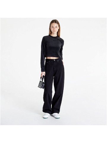 Nike Sportswear Women s Velour Long-Sleeve Top Black Anthracite