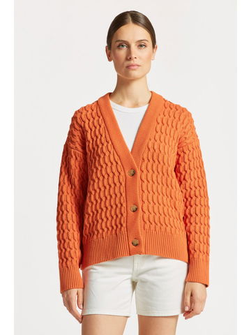 SVETR GANT COTTON TEXTURE V-NECK CARDIGAN oranžová XS