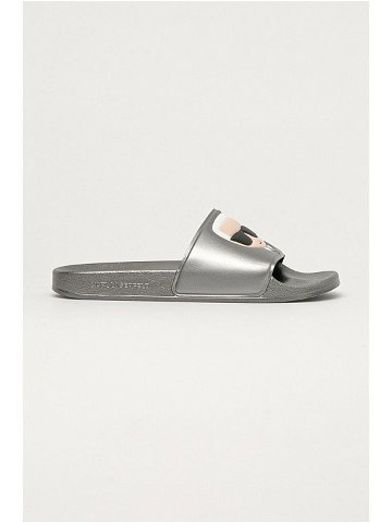 Pantofle Karl Lagerfeld pánské stříbrná barva