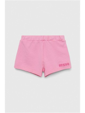 Dětské bavlněné šortky Guess růžová barva hladké