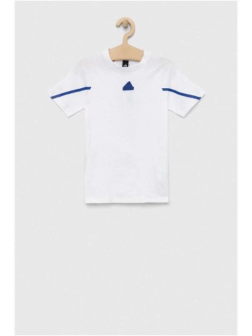 Dětské bavlněné tričko adidas B D4GMDY bílá barva s potiskem
