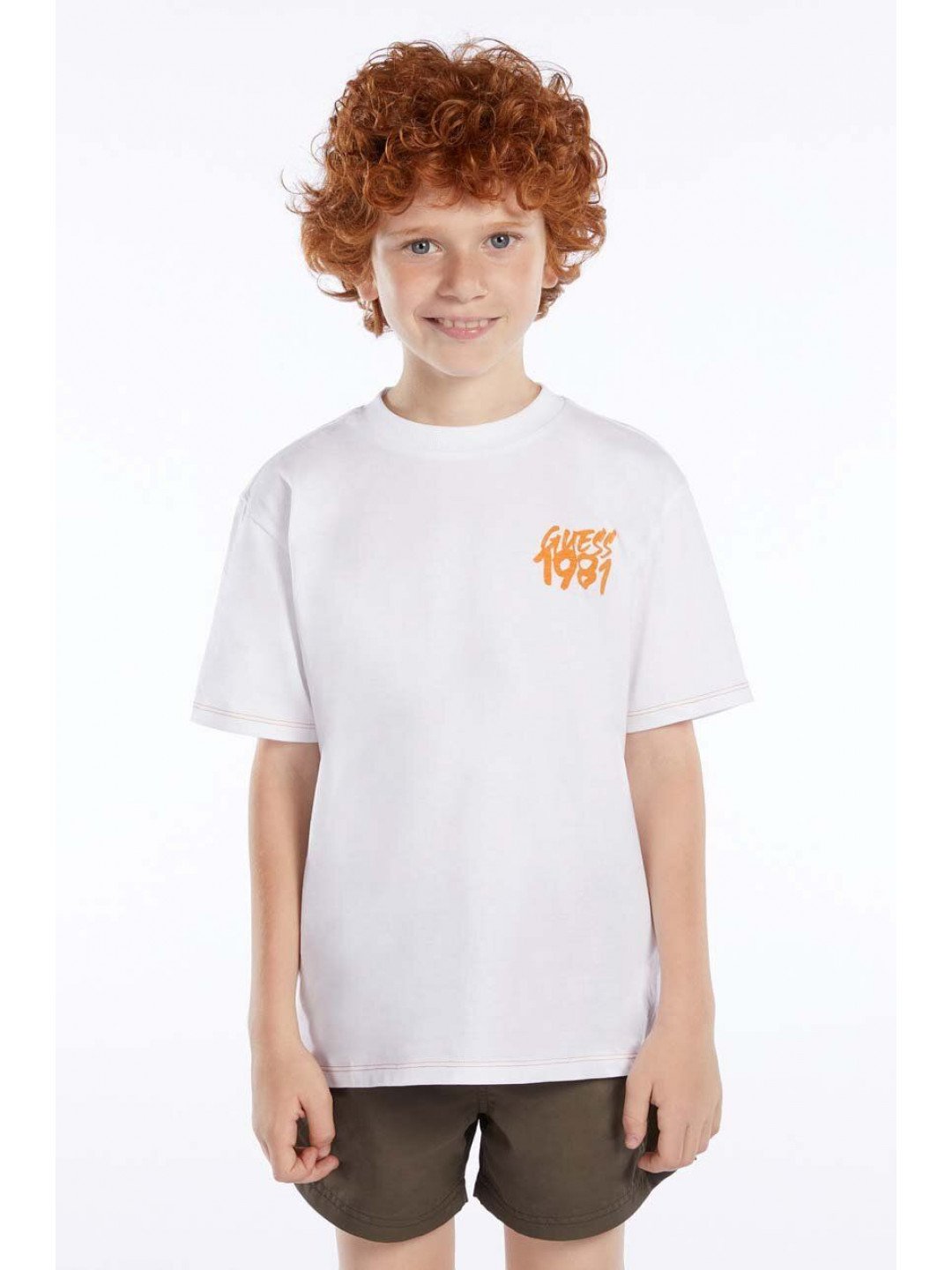 Dětské bavlněné tričko Guess bílá barva s potiskem