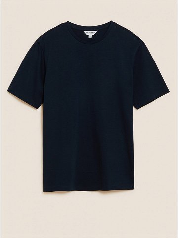 Tričko z prémiové bavlny úzký střih Marks & Spencer námořnická modrá