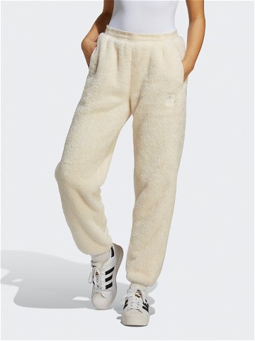 Adidas Teplákové kalhoty Essentials Fluffy Teddy IC2256 Écru Loose Fit