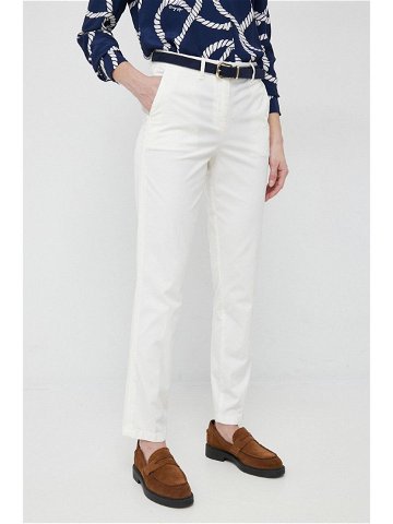 Kalhoty Tommy Hilfiger dámské bílá barva jednoduché medium waist