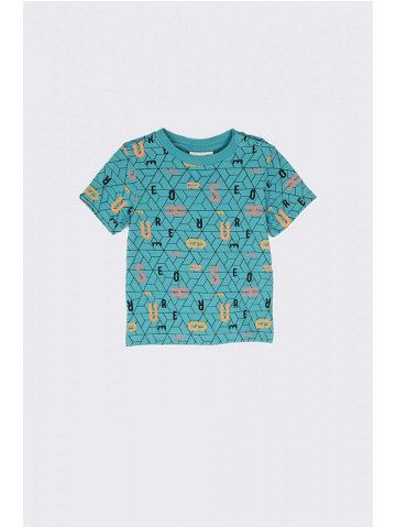 Dětské bavlněné tričko Coccodrillo tyrkysová barva s potiskem