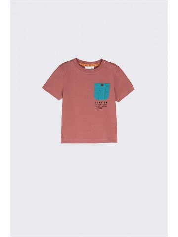 Dětské bavlněné tričko Coccodrillo vínová barva s potiskem