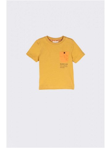 Dětské bavlněné tričko Coccodrillo žlutá barva s potiskem