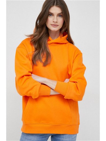 Mikina Calvin Klein Jeans dámská oranžová barva s kapucí hladká