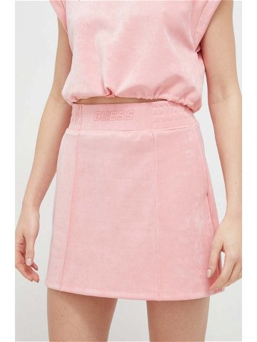 Sukně Guess růžová barva mini
