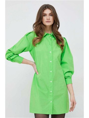 Bavlněné šaty Tommy Hilfiger zelená barva mini